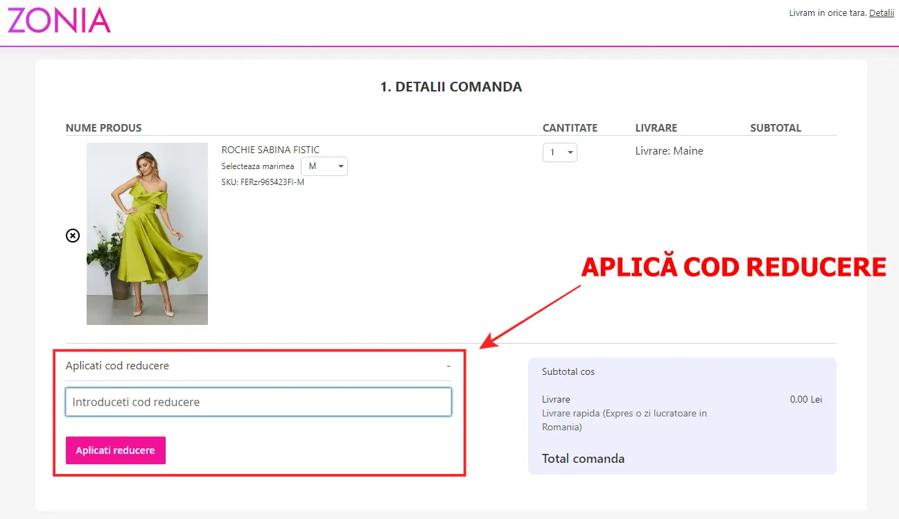 Coduri reducere Zonia