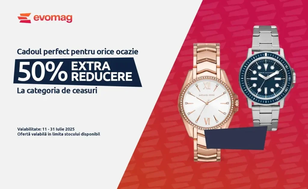 Cod EXTRA reducere evoMAG -50% la categoria de ceasuri